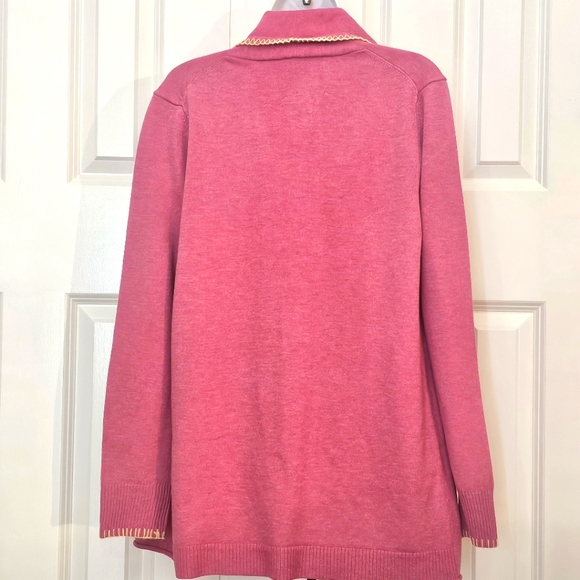 COPY - Kerri Rosenthal Rainbow Heart Pink Cardigan Open Front Sweater - Picture 7 of 12